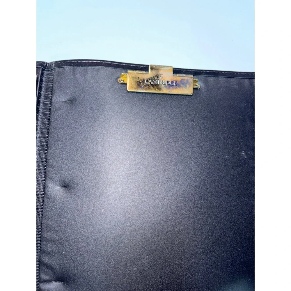 Cambridge Black Faux Leather 3-Ring Binder Portfolio Gold Hardware Executive